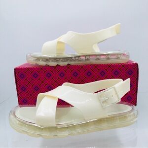 Tory Burch Cream Jelly Cross-Strap Slingback Sandals